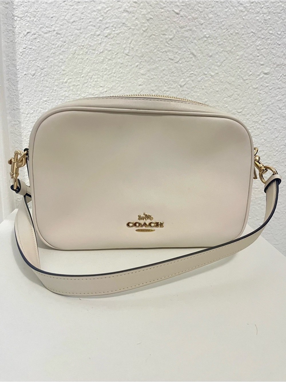 Coach Pebbled Leather Crossbody Bag in Chalk Cream